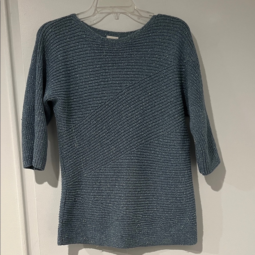 Chicos Blue/Silver 3/4 sleeve Sweater